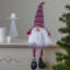 Gnome de Noël 23 po à rayures rouges et grises avec pattes suspendues