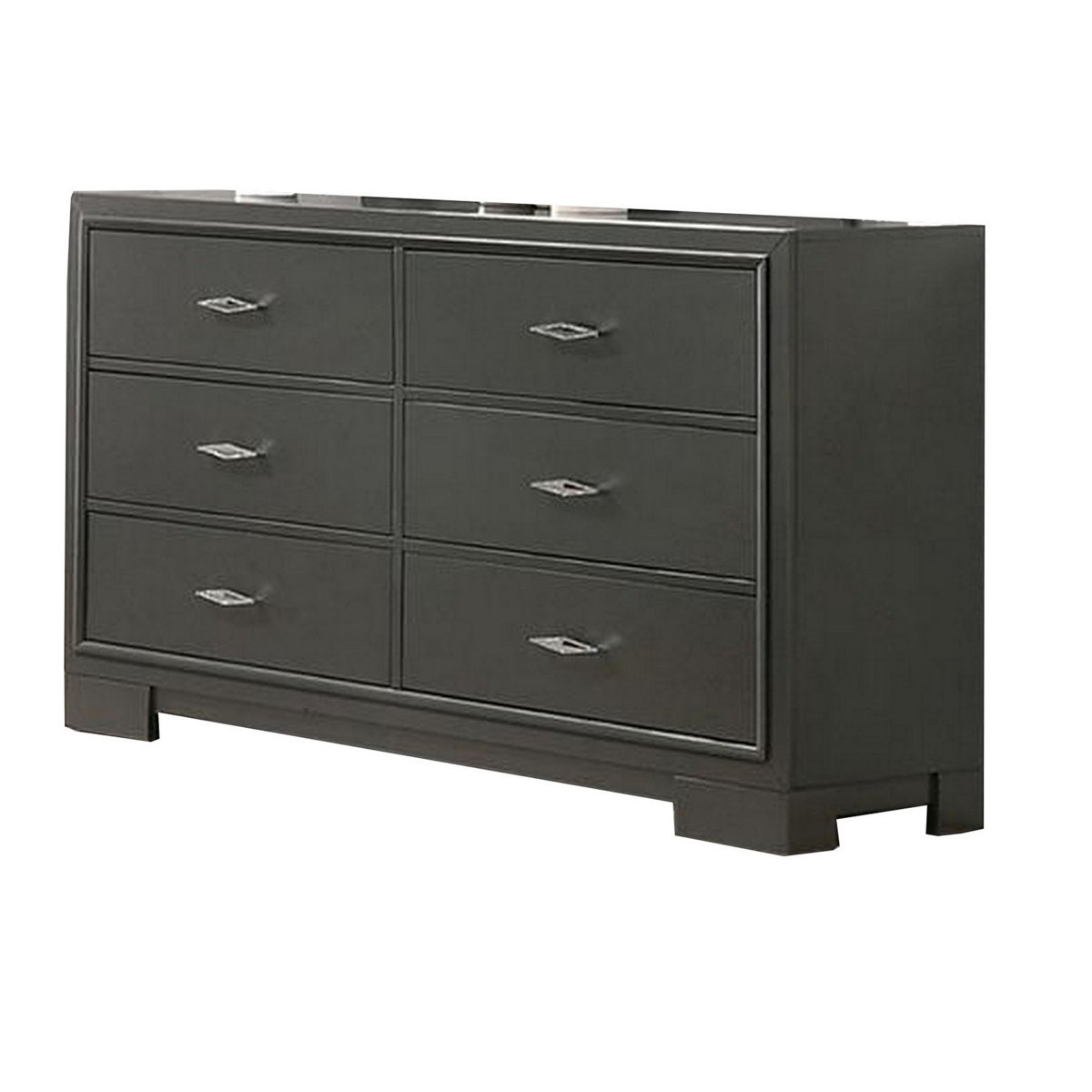 Benjara Aliso 58 Inch Wide Dresser Chest, 6 Drawers, Bracket Feet, Dark ...