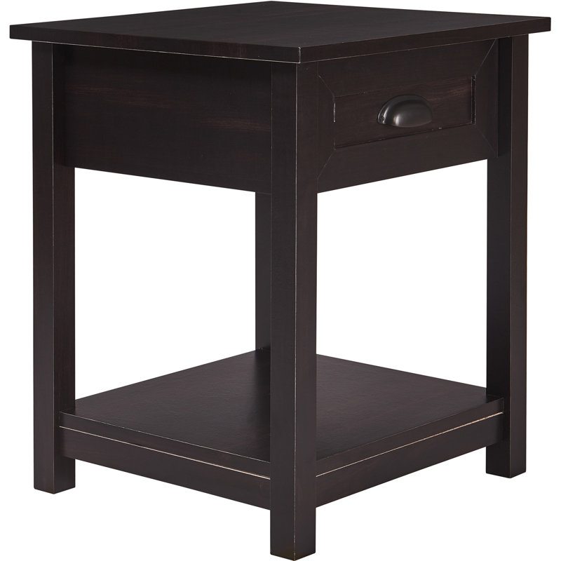 ClickDecor Bailey Wood 1-Drawer End Table, Black
