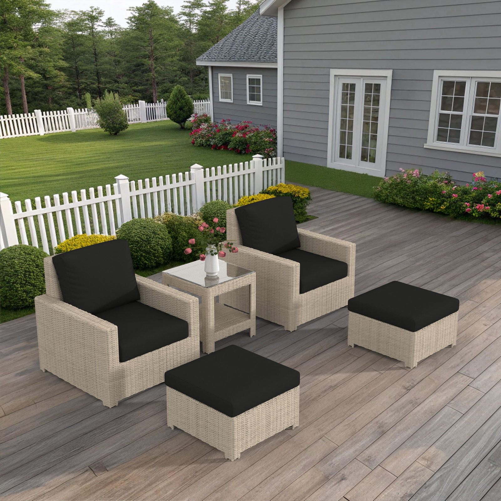 Henri 2-Person Sunbrella® Patio Seating Group, Canvas Black