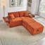 Canapé confortable moelleux en velours côtelé, espace de rangement pour grande causeuse, méridienne super moelleuse avec repose-pieds double et table de bout-1850882033
