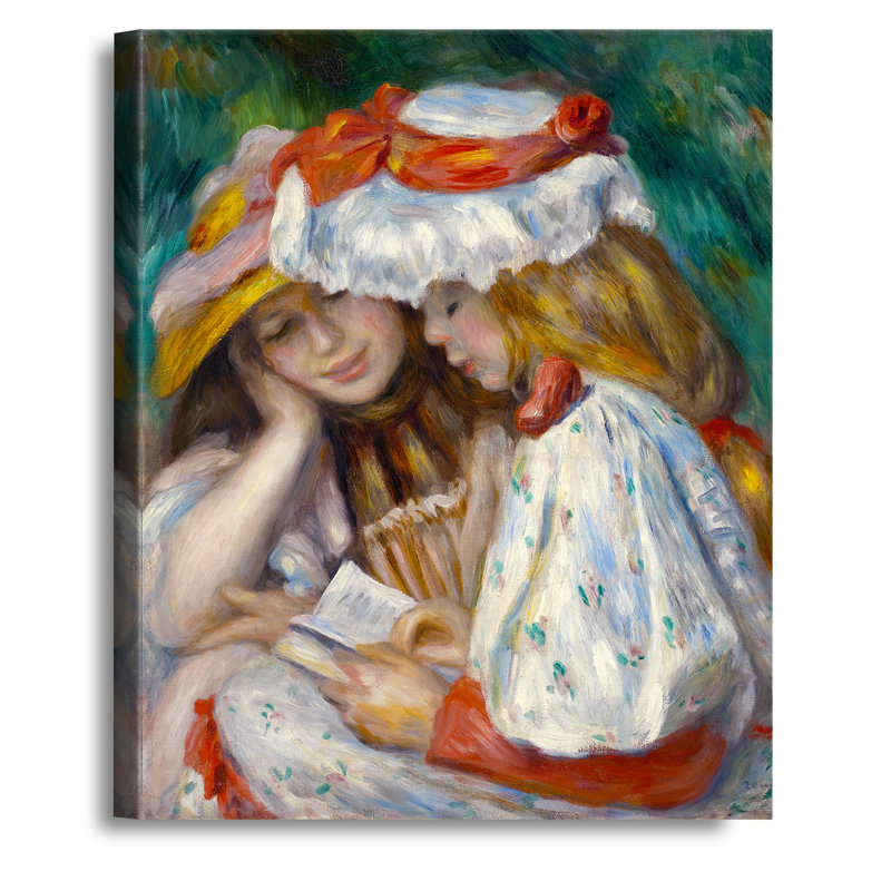 Reproduction de peinture, impression numérique sur toile, "Deux filles lisant" par Pierre-Auguste Renoir, H 30 po x l 24 po