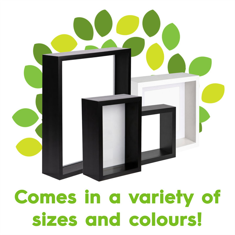 Nicola Spring - 3D Deep Box Photo Frames - Pack of 5, Black, 26.5cm H x 26.5cm W x 6cm D