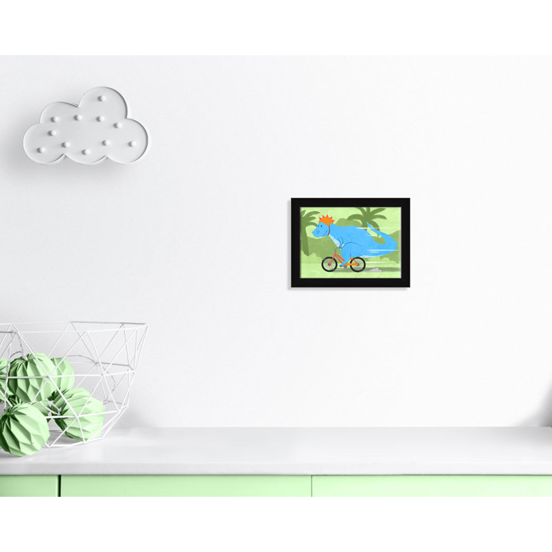 «Riding Dino 1», impression sur papier, H 10 po x l 14 po x P 0,6 po, Encadré plat noir