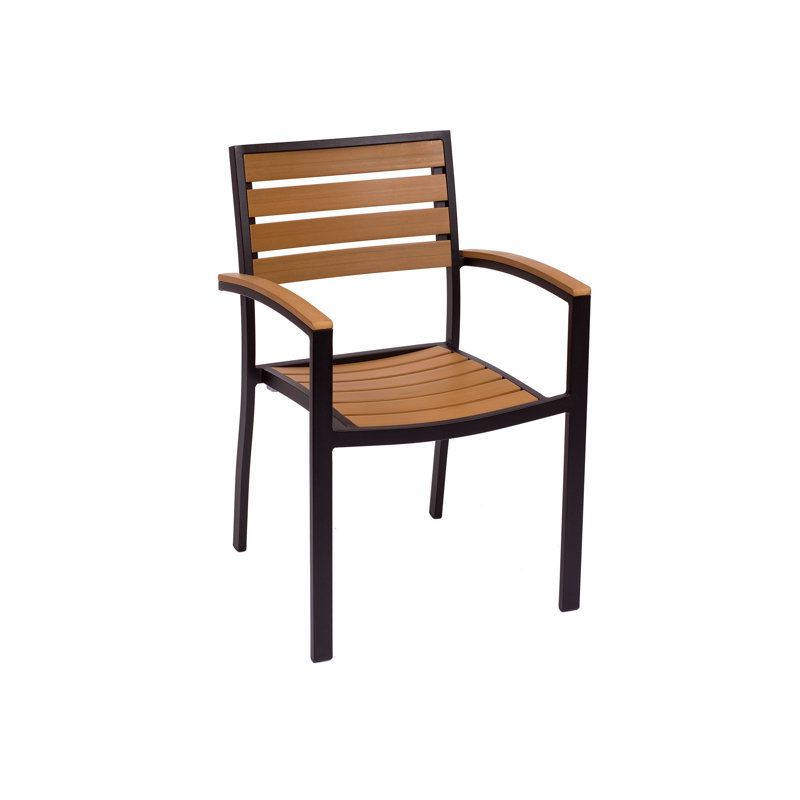 Largo Stacking Teak Restaurant Patio Dining Chair, Black