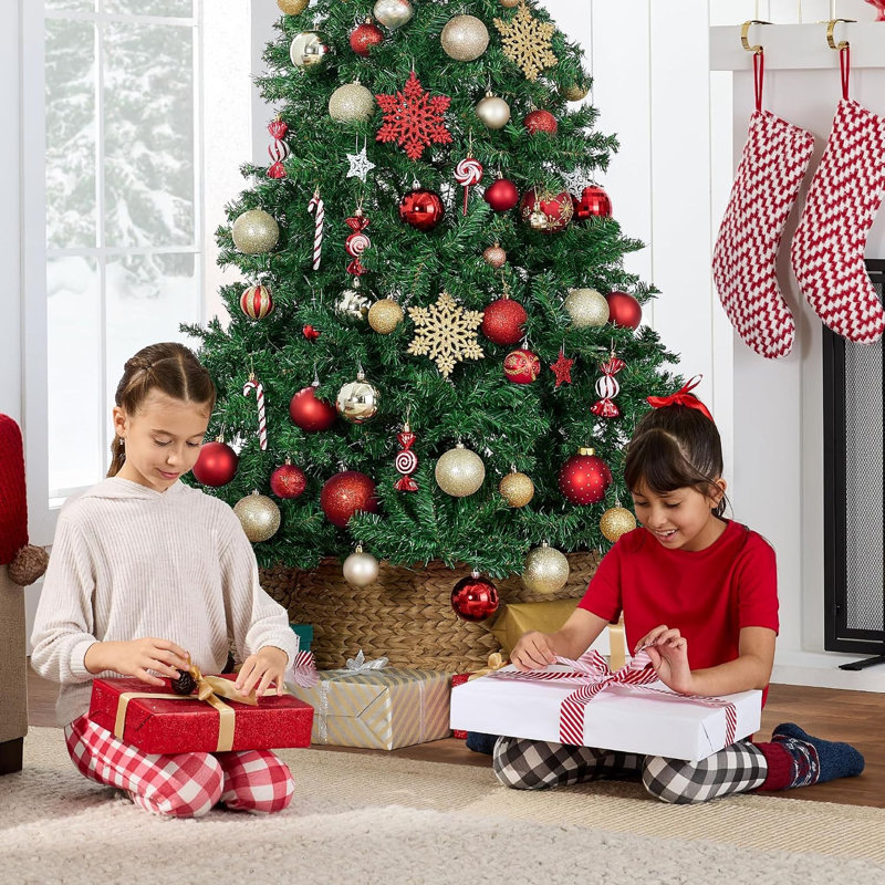 Arbre de Noël artificiel pin 6 pi avec 1000 pointes, branches articulées et base en métal