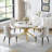 Luxurious Round Dining Table For 4-6 People,46.85”Faux Marble Top With Mirrored Stainless Steel Nest-Shape X Base-324875503-324875502