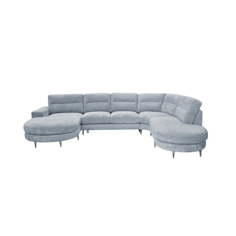 6 Seater Corner Sofa , Blue, Right Hand Facing