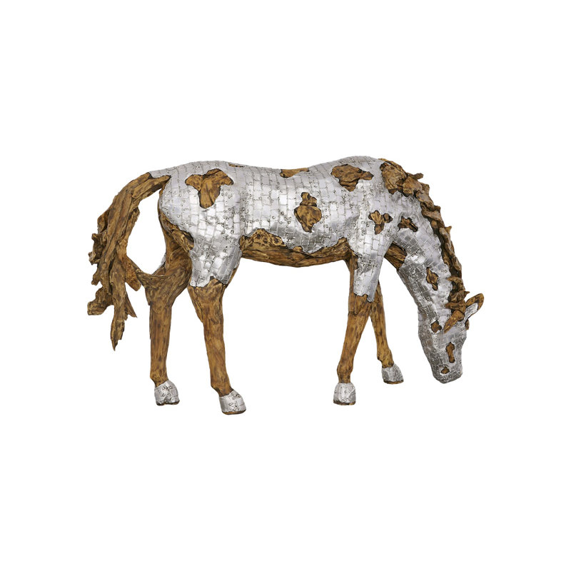 Mustang Horse Armored Sculpture, Grazing