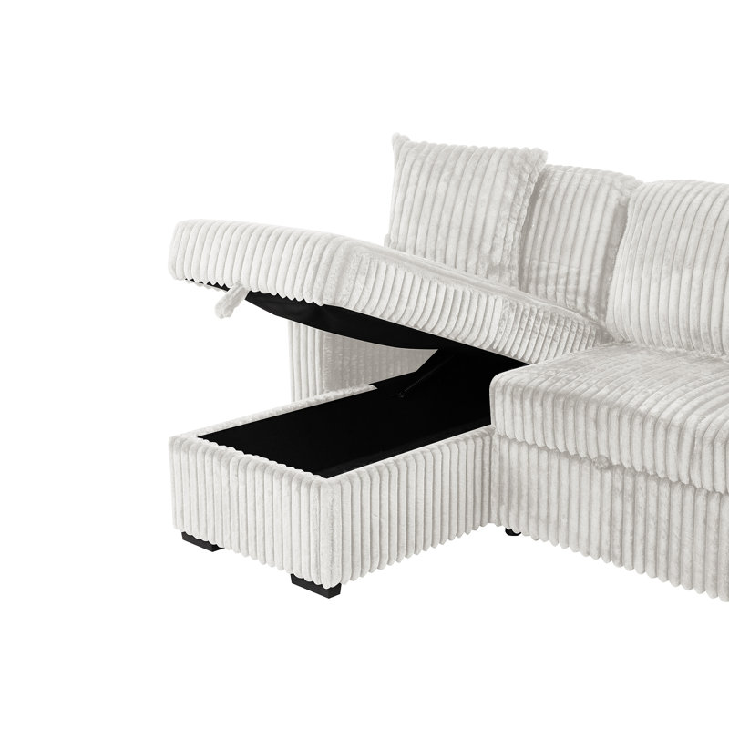 Canapé modulaire moelleux avec canapé-lit en tissu de velours, Velours crème