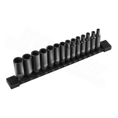 Impact Sockets Set 14Pcs 6-Point 1/4" Drive Bit Ratchet Tool Kit Case