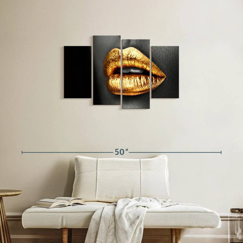 Shuttleworth Gold Metallic Lips, 22" H x 36" W