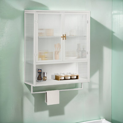 23.62"Glass Doors Modern Two-Door Wall Cabinet
