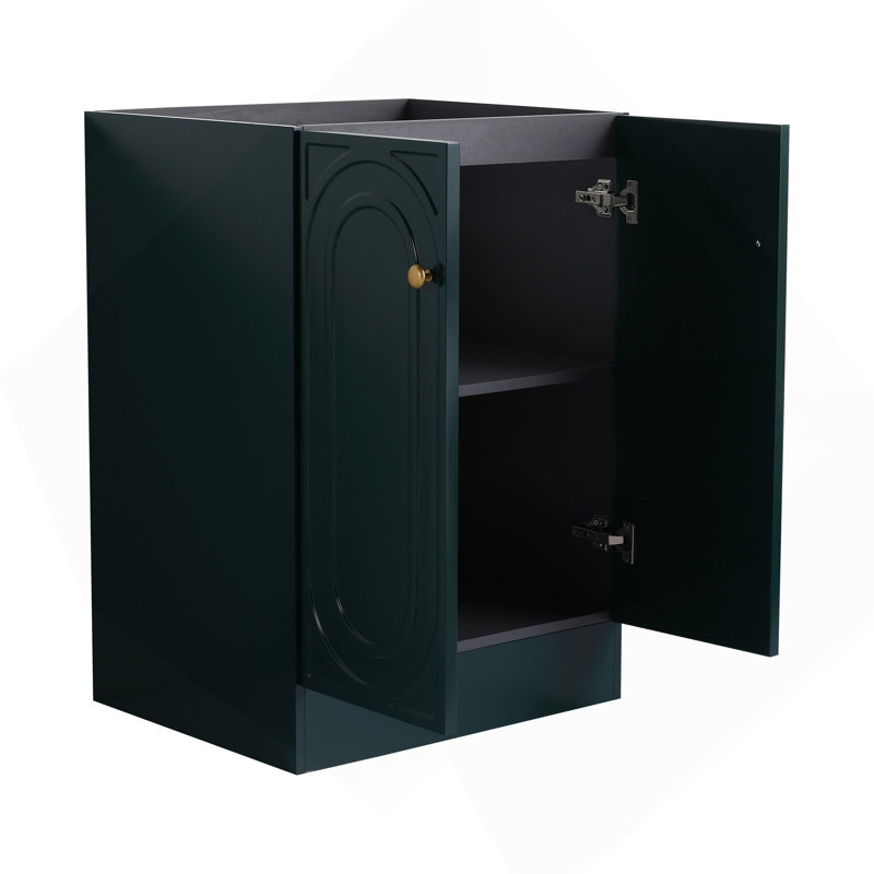 Meuble-lavabo autoportant de 24 po et 2 portes d'armoire à fermeture en douceur - sans le lavabo, Vert foncé, 24"