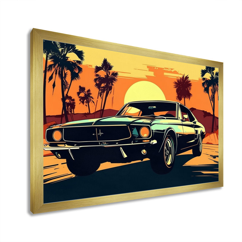 80S Groovy Cars IV - Retro Car, reproduction d'art mural, Encadrement doré, H 30 po x l 40 po x P 1,5 po