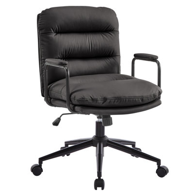 2-Layers Cushioned Faux Cat Paw Leather Armrest Swivel Office Chair