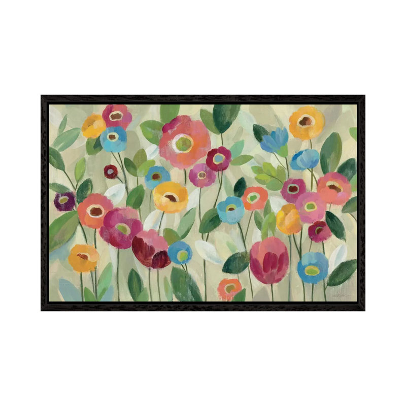 Fairy Tale Flowers V by Silvia Vassileva - Print on Canvas, 66.04 cm H x 45.72 cm W, Black Floater Framed