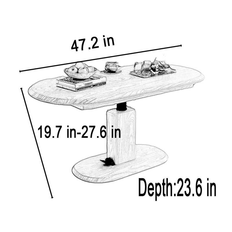 Table basse réglable en bois massif, Bois