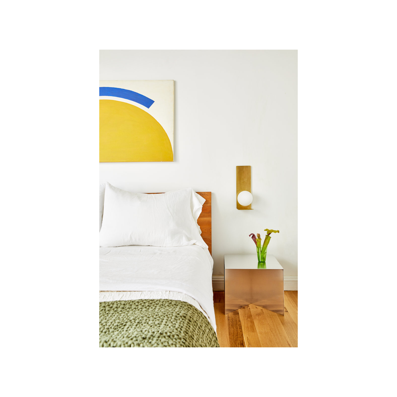 Yiva Single Light Glass Steel Dimmable Flush Mounted Sconce, Aged Brass