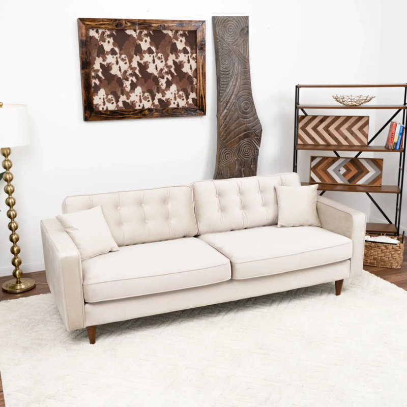 Creath 90.5'' Mid Century Modern Furniture Style Velvet Living Room Sofa Couch, Green Velvet