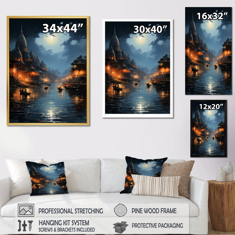 Hindouisme divin, rivière Ganges, reproduction d'art sur toile, Toile tendue, H 20 po x l 12 po x P 1 po