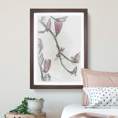 Pink Floral Flowers in Abstract - Framed Print