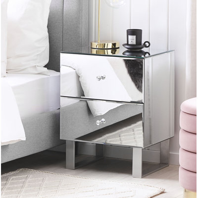 Noyes 48cm W Glass Bedside Table