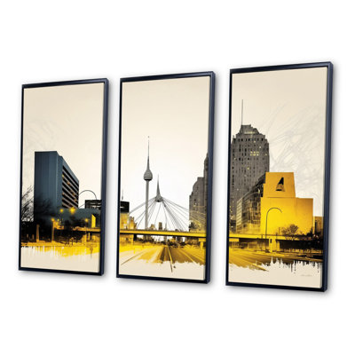 Winnipeg Skyline Of City I - 3 pièces sur toile