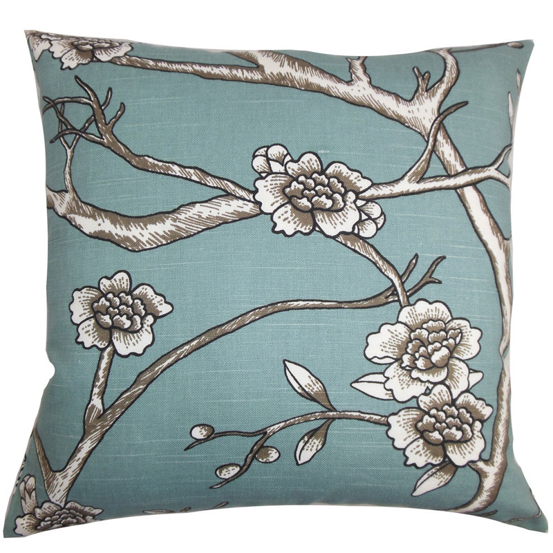 Tadita Floral Cotton Throw Pillow, Jade, 20" x 20"