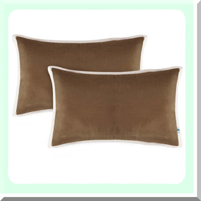 Luxury Velvet Brown Pillow Covers - Set of 2 Soft Solid Decorative Cushion Cases for Sofa & Bedroom 12 - Elegant Home Decor Accessories