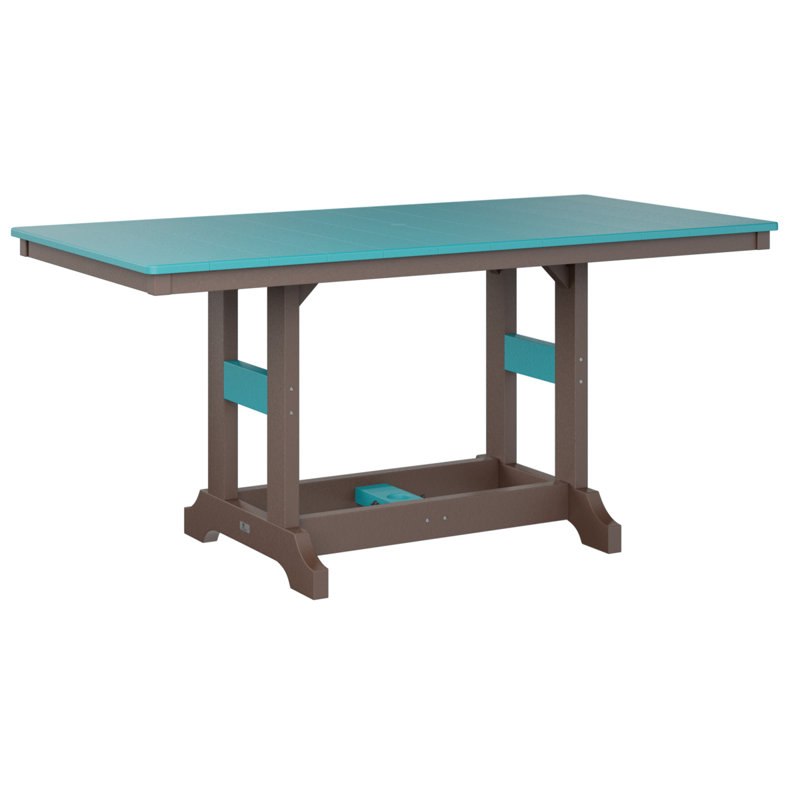 Garden Classic Outdoor Bar Table, Chocolate Brown, Aruba Blue