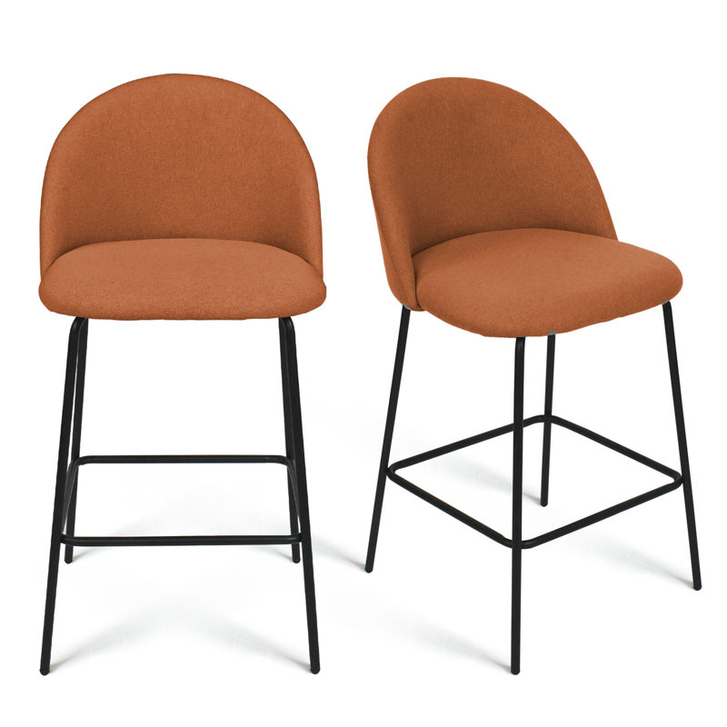 Emerie 25'' Upholstered Low Back Counter Stool, Bingo Terra Performance