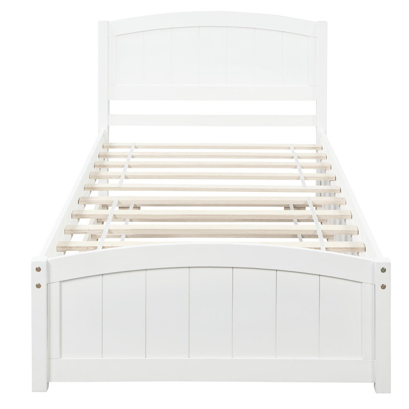 Lit plateforme simple avec lit gigogne - Bois de pin massif pour une chambre à coucher moderne et élégante, Blanc