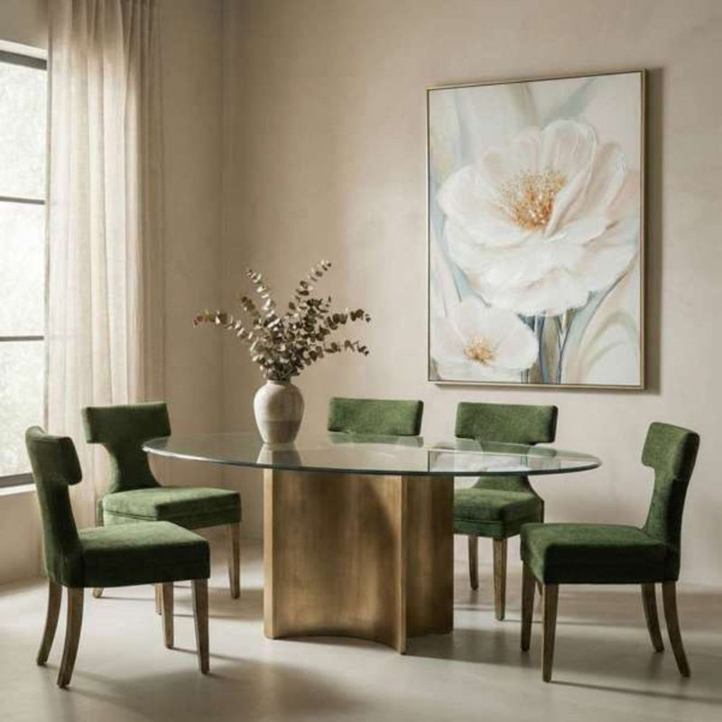 Digby Oval Glass Top Dining Table