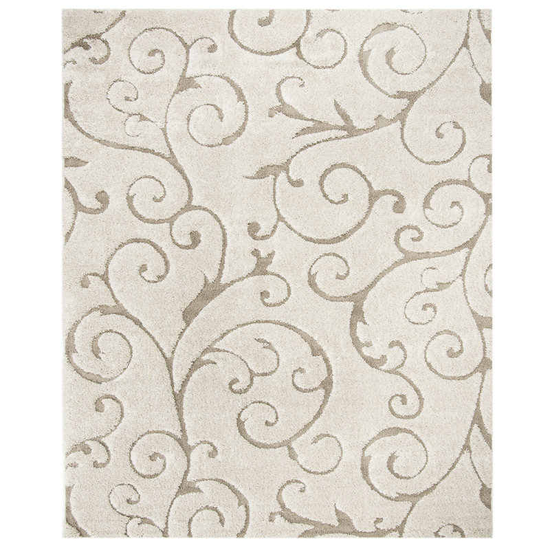 Deanna Floral Cream Shag Area Rug, Rectangle 9' x 12'