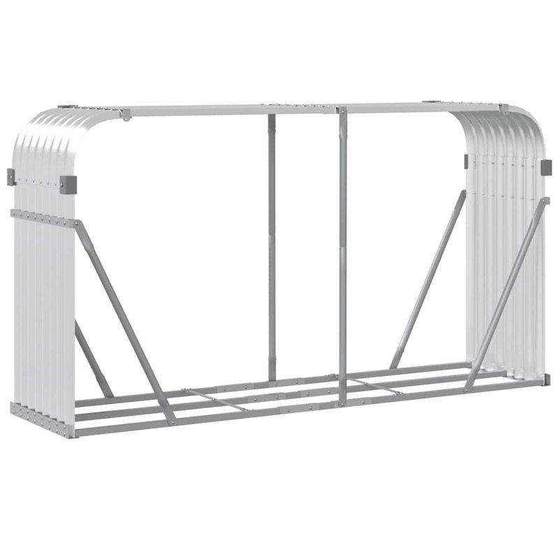 Porte-bûches en acier galvanisé 70,9 po x 17,7 po x 39,4 po, Argent