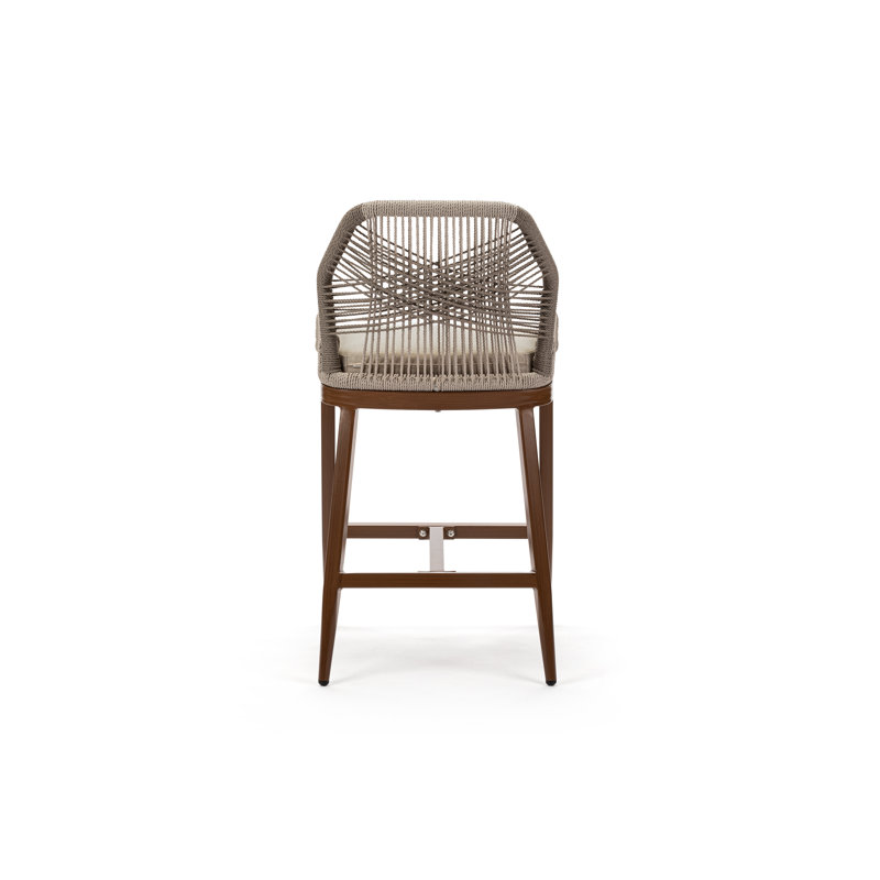 Giustino Aluminum Outdoor Stool with Cushion, Bar Stool (30.5” Seat Height)
