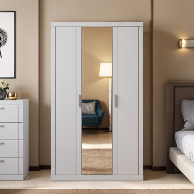 Kimberley 3 Door Manufactured Wood Wardrobe with Mirror