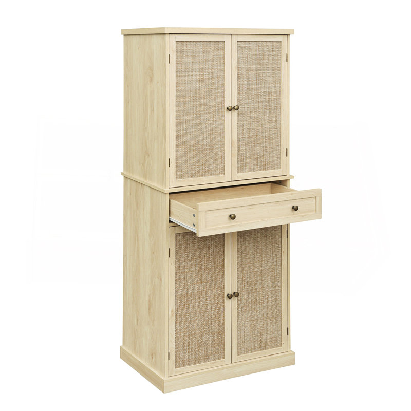 4 Door Cabinet with 1 Drawer, with 4 Adjustable Inner Shelves, Storage Cabinet