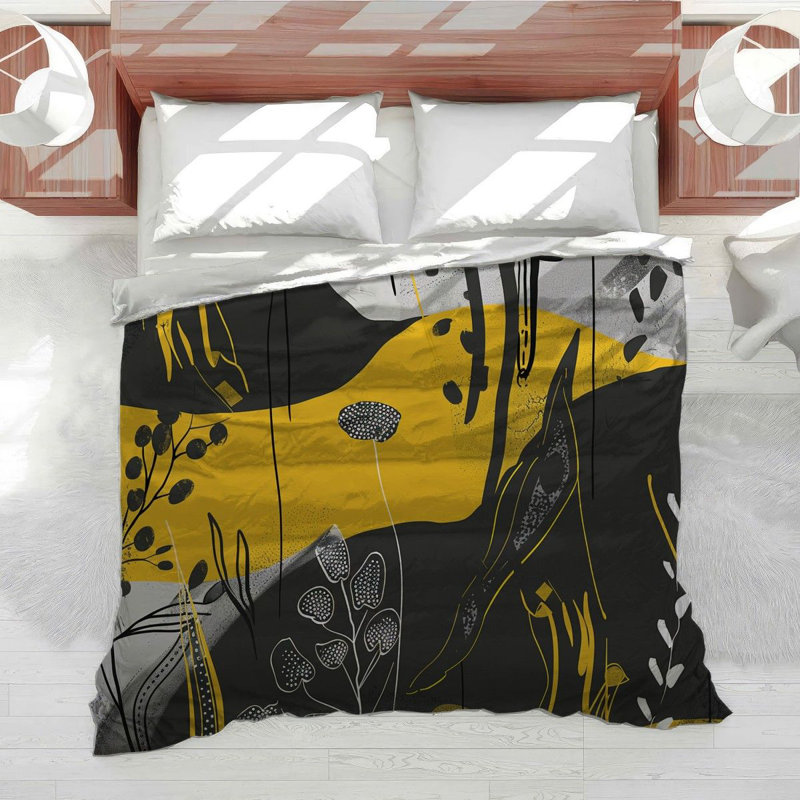Botanical Foliage Abstract Cotton Blend Comforter, King Comforter