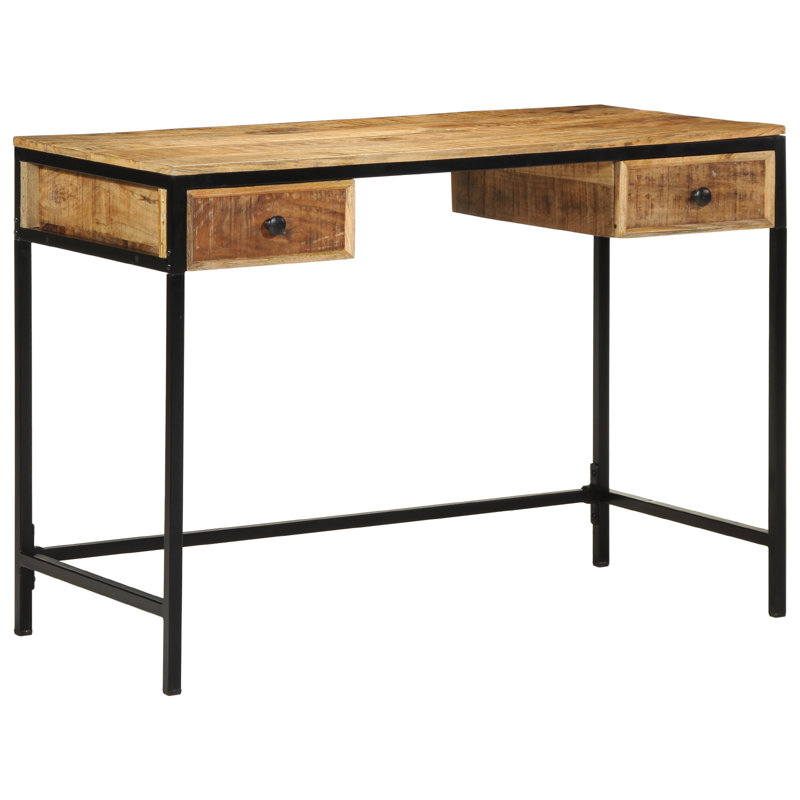 Solid Wood Top Metal Base Writing Desk