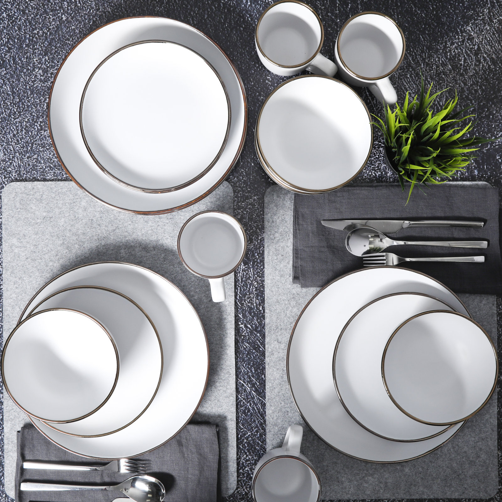 Rockaway Ceramic Dinnerware Set, White