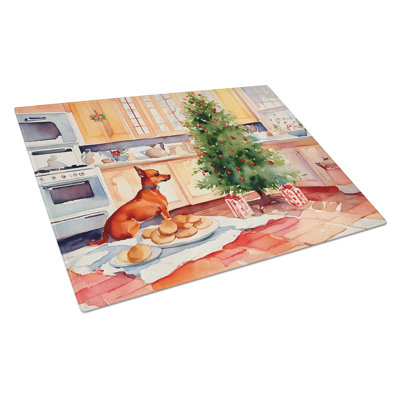 Miniature Pinscher Christmas Cookies Glass Cutting Board