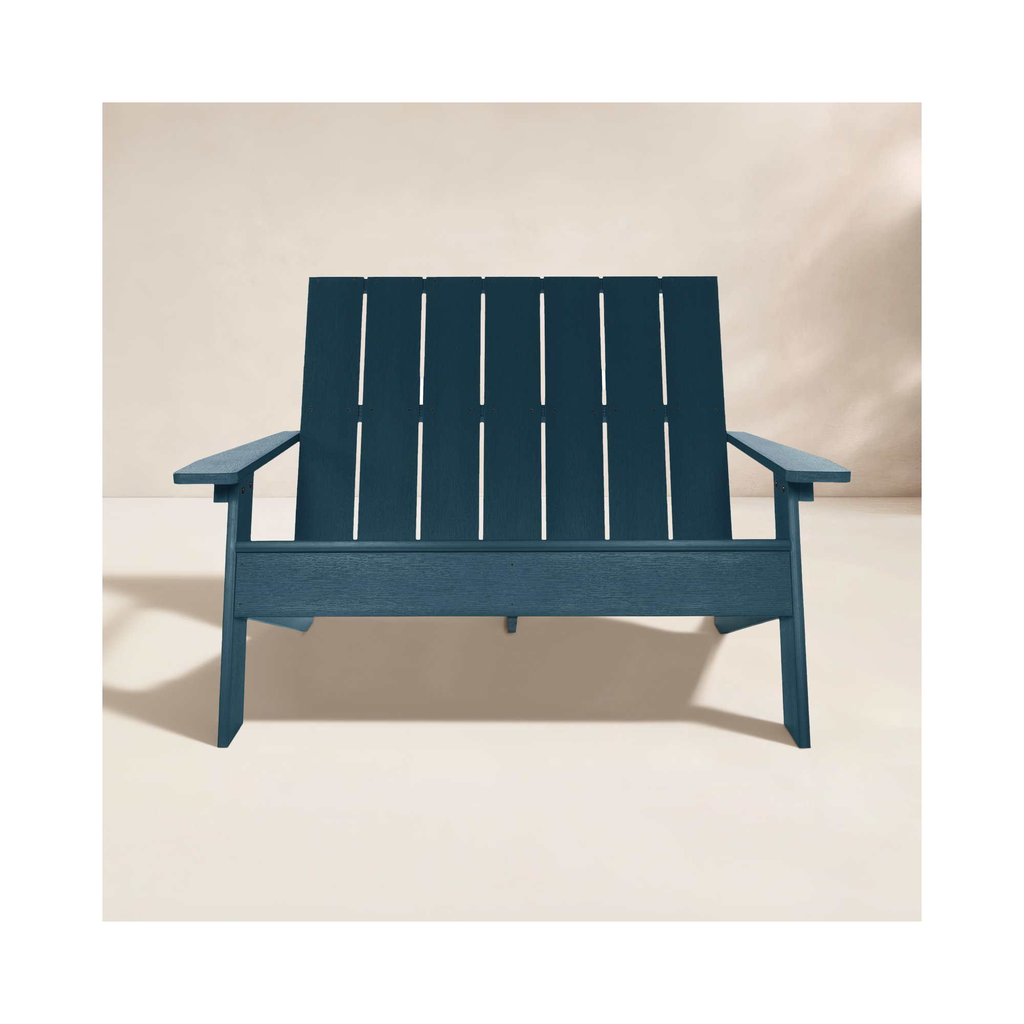 Byrnes Recycled Plastic Double Adirondack Loveseat, Nantucket Blue