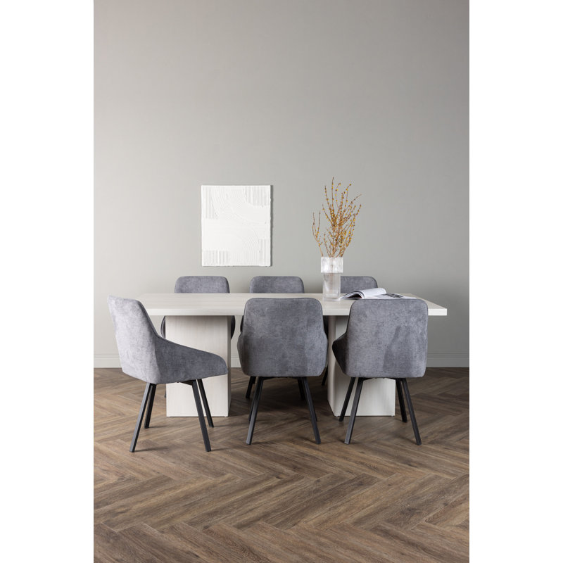 Larkste 6 - Person Dining Set, Grey, Grey