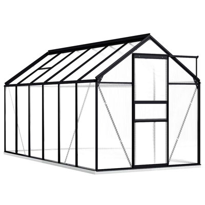 Serre d'extérieur en aluminium et polycarbonate anthracite et transparent Greenhouse