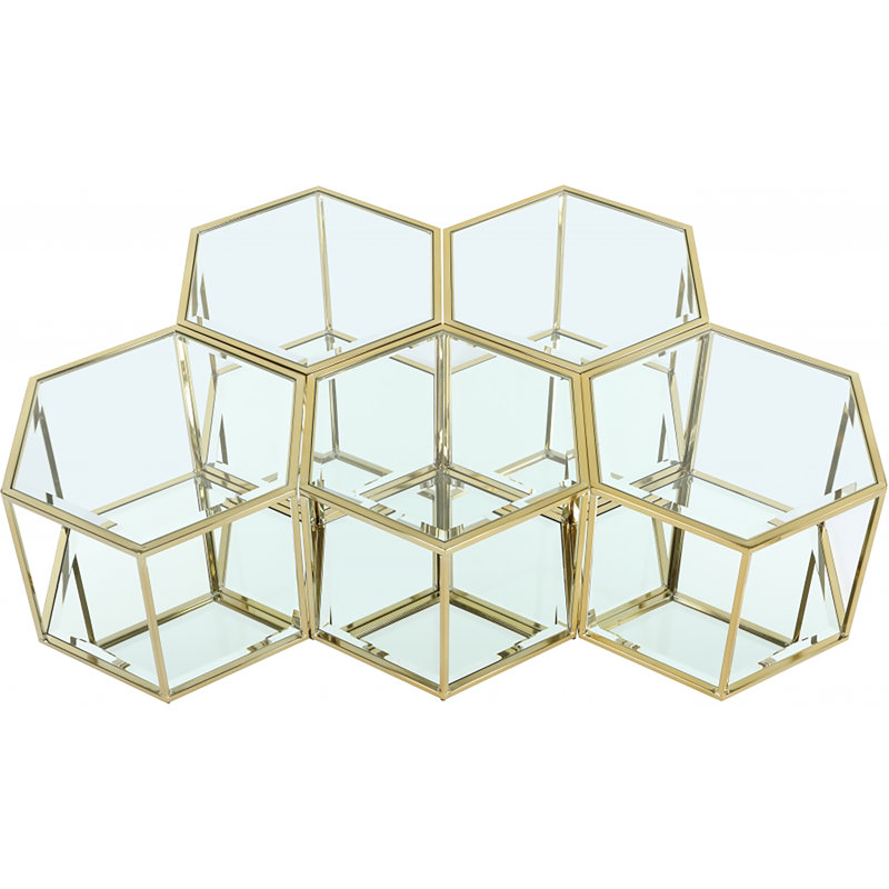 Sei Floor Shelf Coffee Table with Storage, Gold