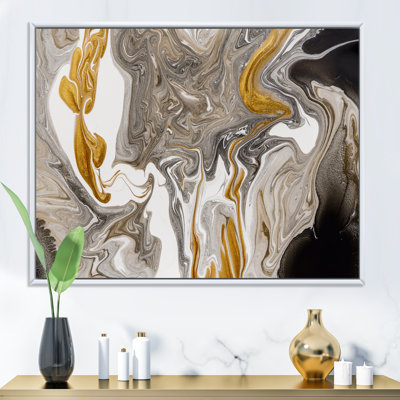 Vagues de marbre dorées et grises - peinture sur toile