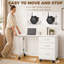 Bureau d'ordinateur pliable avec 3 tiroirs, roulettes, aspect bois blanc