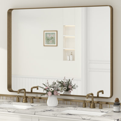 Miroir de salle de bain mural en verre trempé et métal Molly